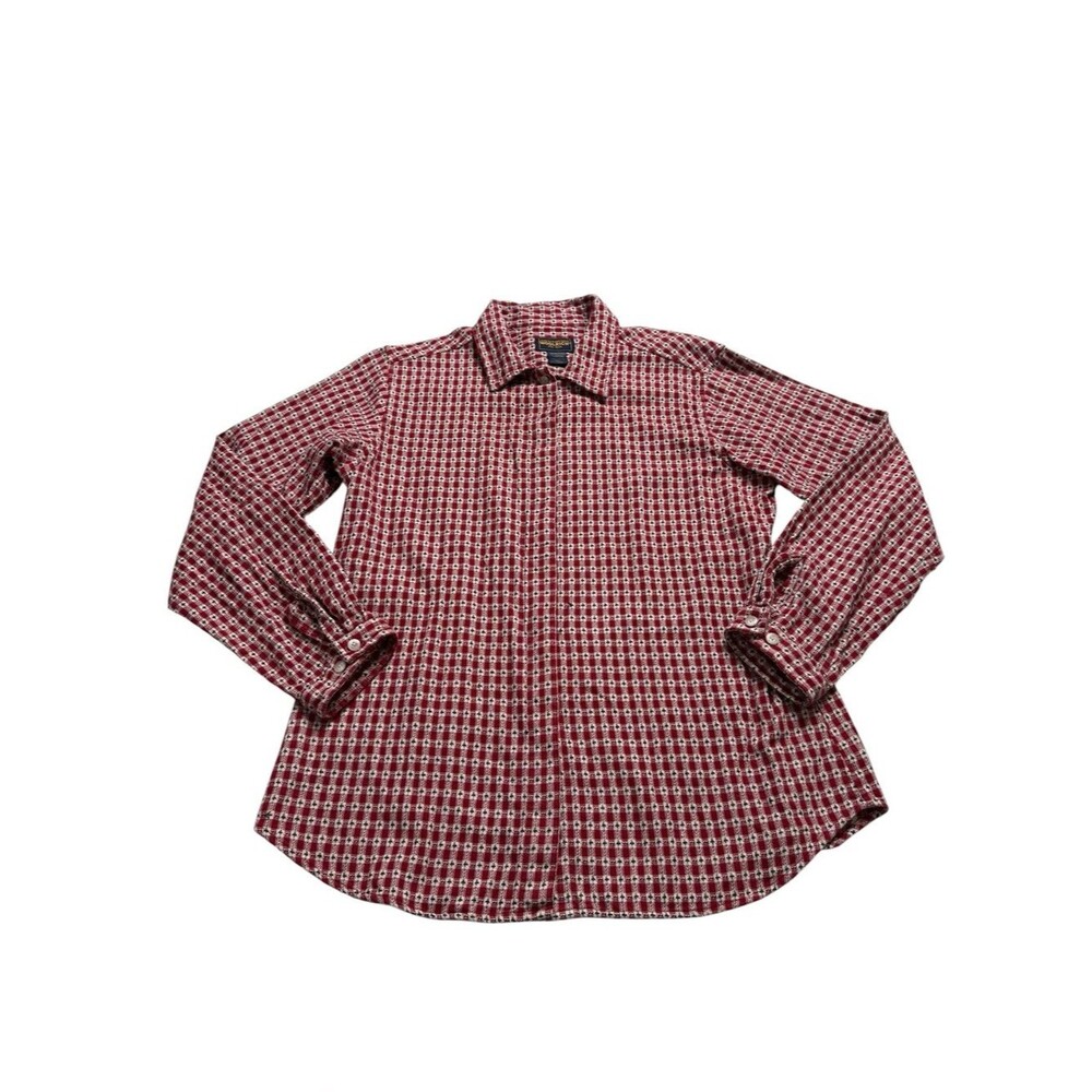 Woolrich John Rich & Bros Ruby Check Heavy Cotton Button Down Blouse Sz L